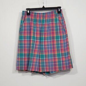 Vintage Jantzen Classics Pastel Plaid Elastic Waist Bermuda Shorts Women's Sz 8